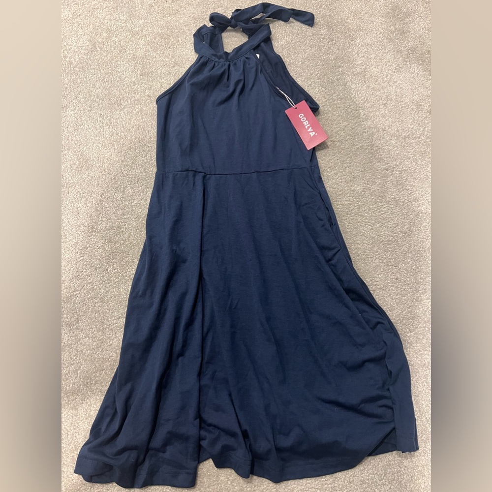 Size 14 Navy Goryla Halter Dress Brand New